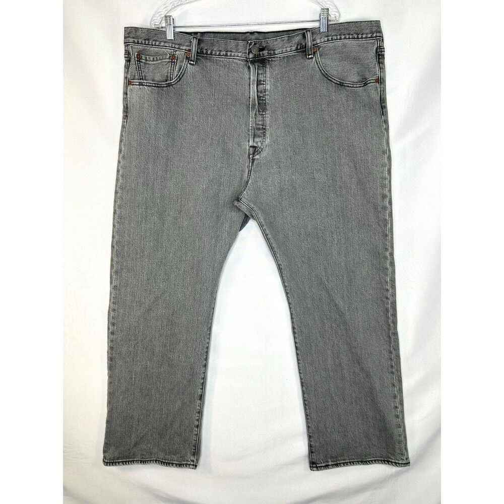 Levis 501 Jeans Men’s 46x30 Gray Medium Wash Straight Leg Button Fly Denim